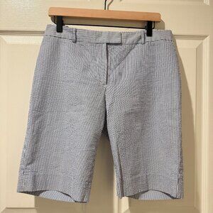 346 Brooks Brothers Seersucker Navy Striped Bermuda Shorts 100% Cotton Size 8